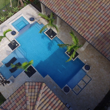 Geometric Swimming Pool with numerous water features