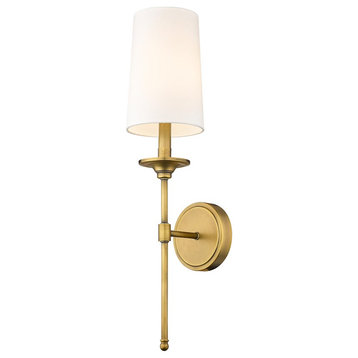 Z-Lite Emily 1-Light Wall Sconce, Rubbed Brass/Off White 3033-1S-RB