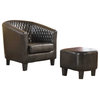 Isabella Faux Leather Accent Chair and Ottoman