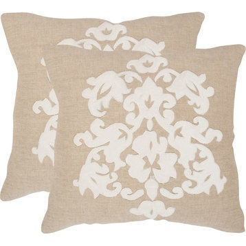 Margie Decorative Pillows, Set of 2, Beige, 20" x 20"