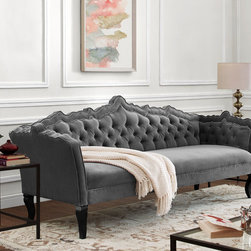 Brooks Velvet Sofa in Grey by TOV Furniture - Sofas
