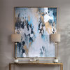 Oversize Modern Art Abstract Teal Blue Painting Gold Silver Metallic Wall Art