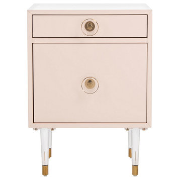 Boden 2 Drawer Side Table, Light Pink/Gold