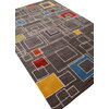 Hand-Tufted Geometric Pattern Wool Gray/Multi Area Rug (5 x 8)