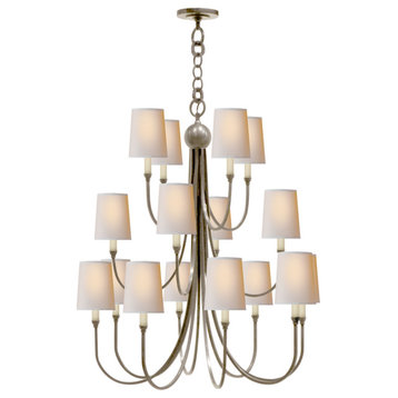 Reed Extra Large Chandelier in Antique Nickel with Natural Paper Shades