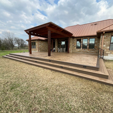 Cedar pergola and composite deck with lighting