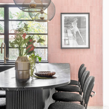 Mid-Century Modern Pink Kitchen in Miami Shores