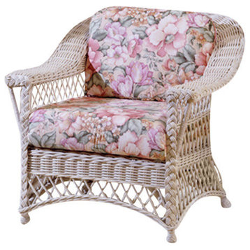 Bar Harbor Arm Chair in White Wash, Yvonnealoe Fabric