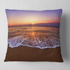 Orange Tinged Sea Waters at Sunset Beach Photo Throw Pillow, 16"x16"