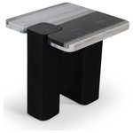 Meridian Furniture - Ravenna Marble and Oak Wood Table, Panda, Black,End Table - A bold fusion of rich materials, the Ravenna panda genuine marble top and black oak wood base end table showcases black and white marble with striking veining. Its handcrafted marble surface is beautifully balanced by a black finish oak wood base, blending warmth with architectural form. Rooted in Art Deco influence, this statement piece is designed to elevate any space with sculptural elegance.