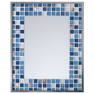 Blue Symphony Classic Mosaic Mirror, 16" X 20"