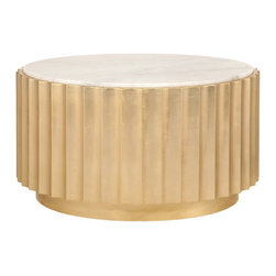 Worlds Away - Worlds Away Clove And Marble Round Coffee Table - Coffee And Accent Tables