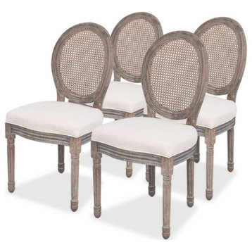 vidaXL Dining Chairs 4-Piece Cream Fabric