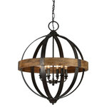 Forty West Designs - Bristol Chandelier - Illuminate your foyer or dining room in a chic style with this elegant iron and wood orb chandelier, featuring 6 lights and a weathered pewter finish.
