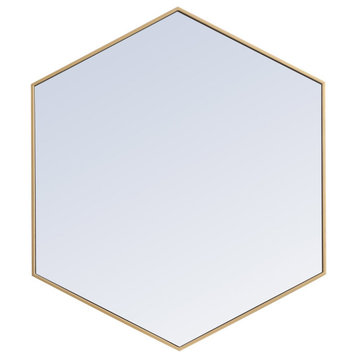 Elegant Decker Metal Frame Hexagon Mirror 41" MR4541BR Brass