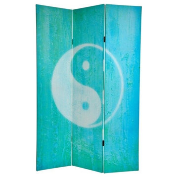 6' Tall Double Sided Yin Yang/Om Canvas Room Divider