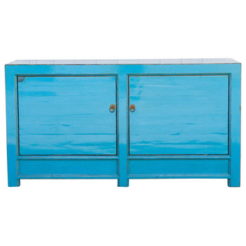 Vibrant Turquoise Blue Asian Cabinet