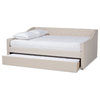 Bowery Hill Modern Fabric Upholstered Queen-Size Daybed with Trundle in Beige