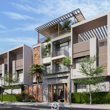 Admire the green space in the architecture of a 3-storey townhouse 1 tum