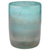 Elegant Light Blue Aqua Art Glass Vase 11" Hurricane Ombre Gold Metallic