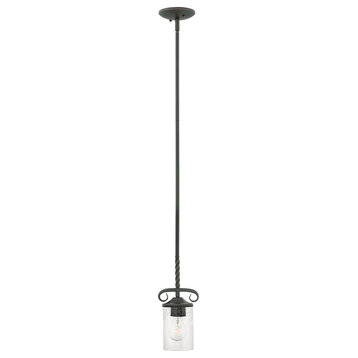 Hinkley Casa Extra Small Pendant, Olde Black With Clear Seedy Glass