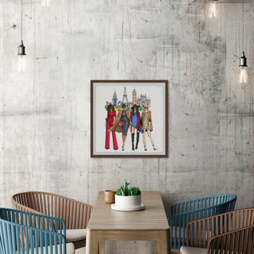 "Fashion Week Ladies" Framed Painting Print