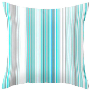 Turquoise Lines Pattern Pillow Cover, 20"x20"