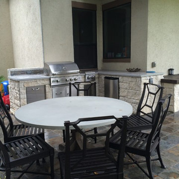 Houston Outdoor Kitchen With Pergola, Restoration Furniture & Lighting