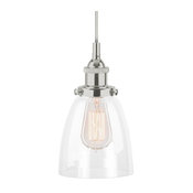 Fiorentino Industrial Pendant Lamp, Glass Shade, Brushed Nickel, Fixture Only