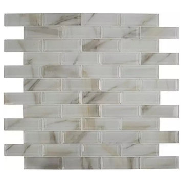Ivory Amber Beveled Glass Subway Tile, 10 Sheets