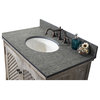 Rustic Fir Sink Vanity, Gray, Driftwood With Polished Surface Granite Top, 30"