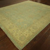 Original Hand Knotted Wool Pakistan Washed Out Mantis Green Chobi Rug H5993