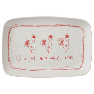 "Life is Just Better With Chickens" Stoneware Platter