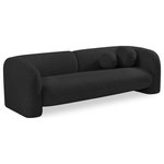 Meridian Furniture - Emory Boucle Fabric Upholstered Upholstered Sofa, Black - The Emory Sofa draped in the rich black boucle fabric is a sight to behold. Its captivating elegance is matched only by its comfort, making it the epitome of style and relaxation. The texture of the fabric adds depth and dimension to the sofa, making it a stunning addition to any room. With its sleek design and cozy feel, the Emory Sofa is the perfect place to unwind and indulge in a moment of pure luxury.