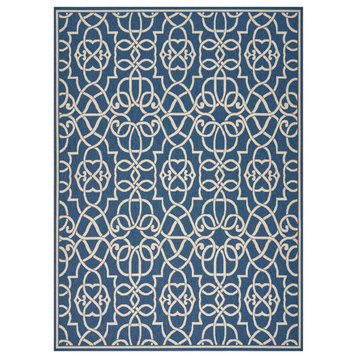 GDF Studio Connor Indoor Geometric Area Rug, Navy and Ivory, 8'x11'