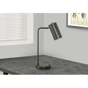 Lighting, 18"H, Table Lamp, Usb Port Included, Gray Metal, Gray Shade, Modern