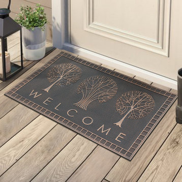 A1HC  Welcome Trees Rubber Pin Mat, Beautifully Copper Finished 18"x30"