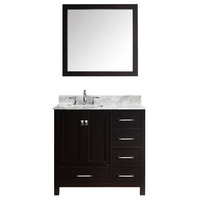 36" Single Bathroom Vanity, Espresso, Mirror Included, Brushed Nickel