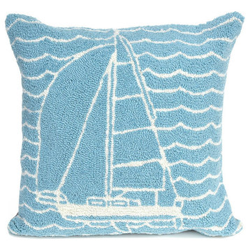 Frontporch Sails Indoor/Outdoor Pillow, Blue, Ocean, 18" Square