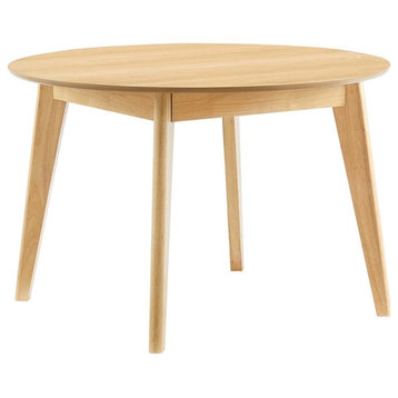 Modway Vision 45" Round Wood Dining Table with Tapered Legs in Oak