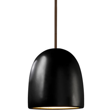 Radiance Large Bell Pendant, Carbon, Matte Black, Dark Bronze, Rigid Stem, LED