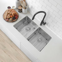 STYLISH 32"L x 18"W Stainless Steel Double Basin Undermount Kitchen Sink