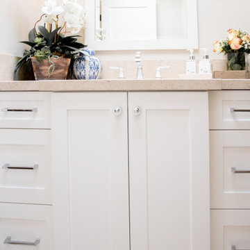 Custom bathroom vanities, coastal beach design white & cream handcrafted vanity