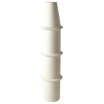 Elegant Modern White Minimalist Ribbed Bottle Vase Oversize Large 37" Ribbed