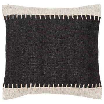 Niko Pillow, Black/Ivory, 20"x20", Cover Only