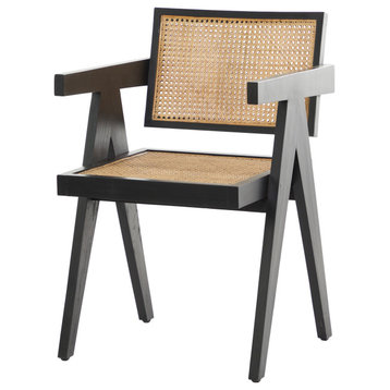 Modern Dark Brown Teak Wood Accent Chair 561735