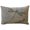 French Dragonfly Burlap Pillow, 12"x16"