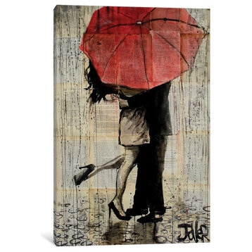 "Red Umbrella" by Loui Jover, Canvas Print, 12"x8"