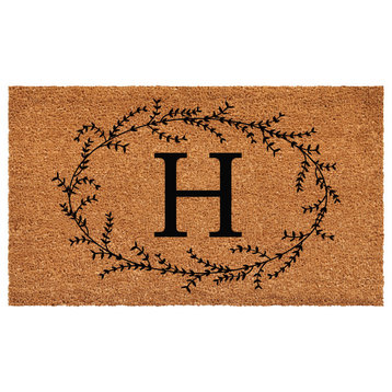 Calloway Mills Rustic Leaf Vine Monogrammed Doormat, 36"x72", Letter H