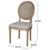 Camilo Wooden Dining Chair With Wicker and Fabric Seating, Set of 2, Beige/Natural
